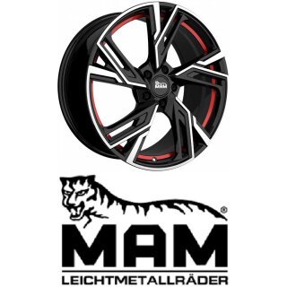 MAM RS5 7x16 5/100,0 ET38 Black Frontpoliert Red Inside